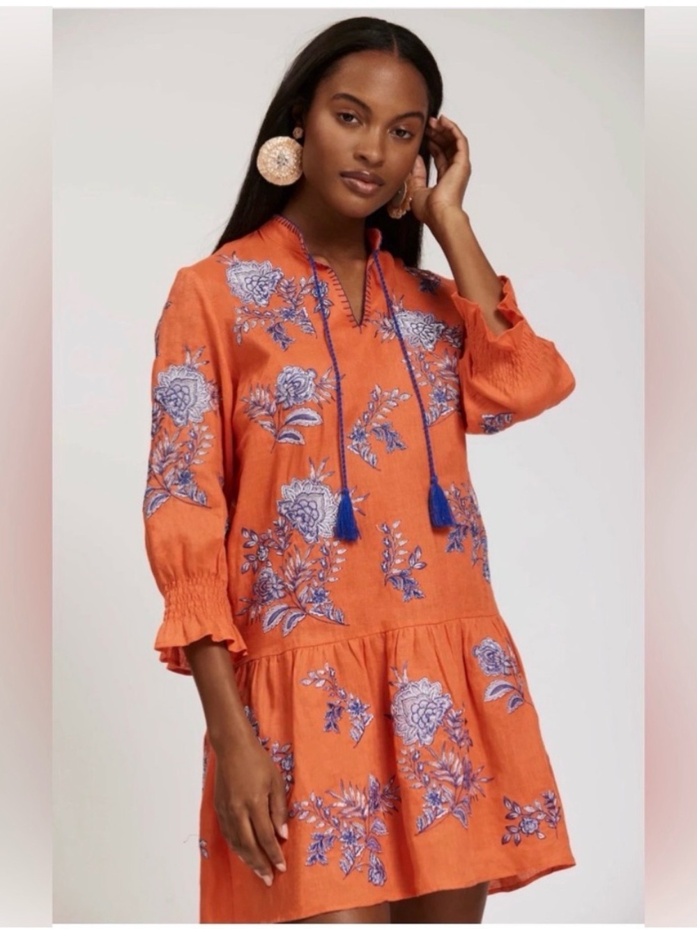 Tyler Boe Orange Linen Dress